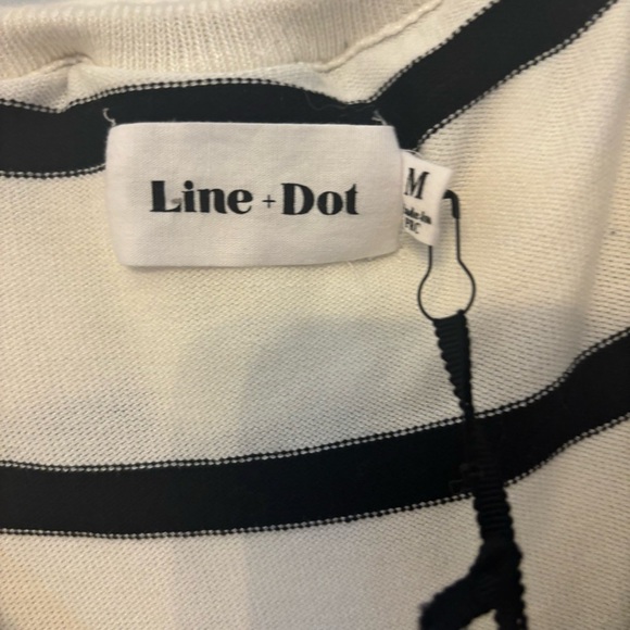 Line + Dot Black White Striped Off The Shoulder Ruffle Knit Midi Dress Medium - Picture 11 of 11